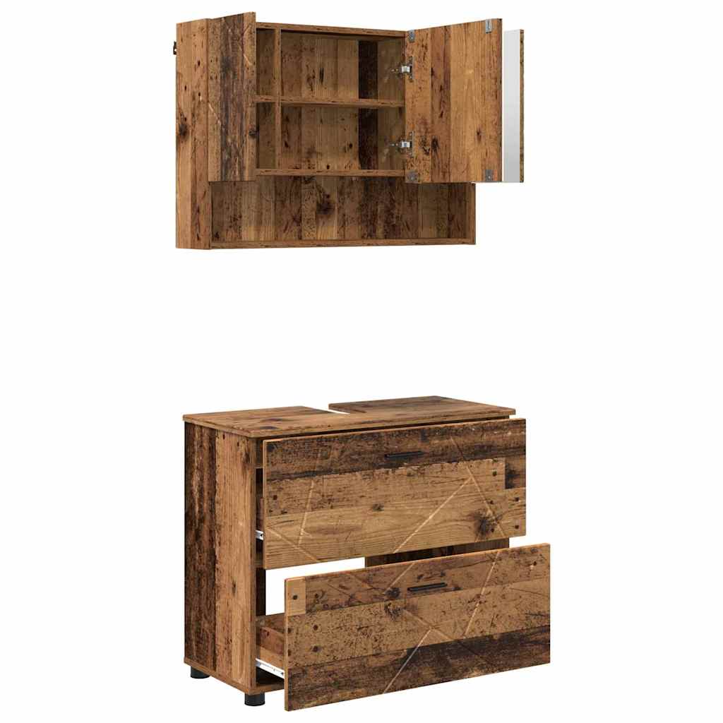 Set de mobilier pentru baie 2 pcs Lemn vechi 76.5 x 35 x 64 cm GartenMobel Dekor