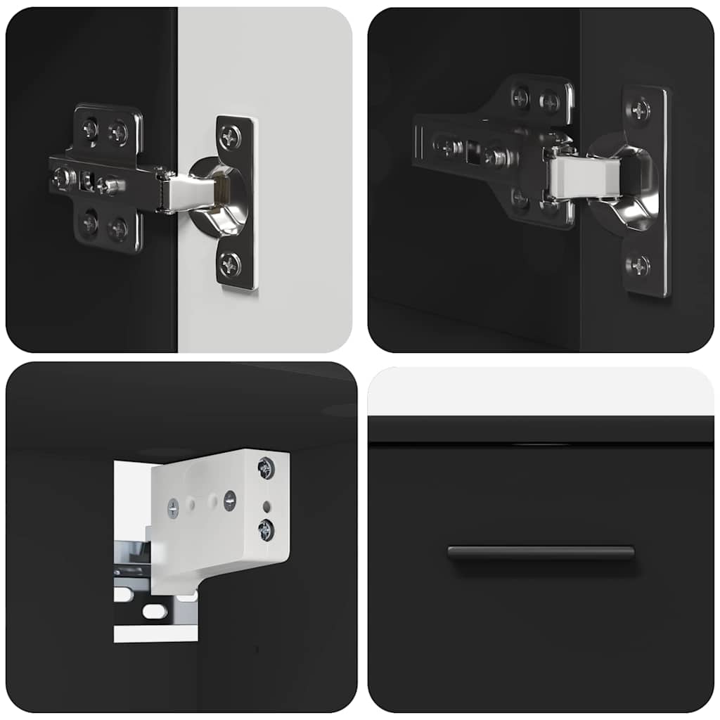 Set de mobilier pentru baie 2 pcs Negru 76.5 x 35 x 64 cm GartenMobel Dekor