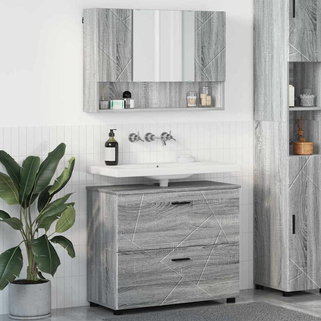 Set de mobilier pentru baie 2 pcs sonoma gri 76.5 x 35 x 64 cm GartenMobel Dekor