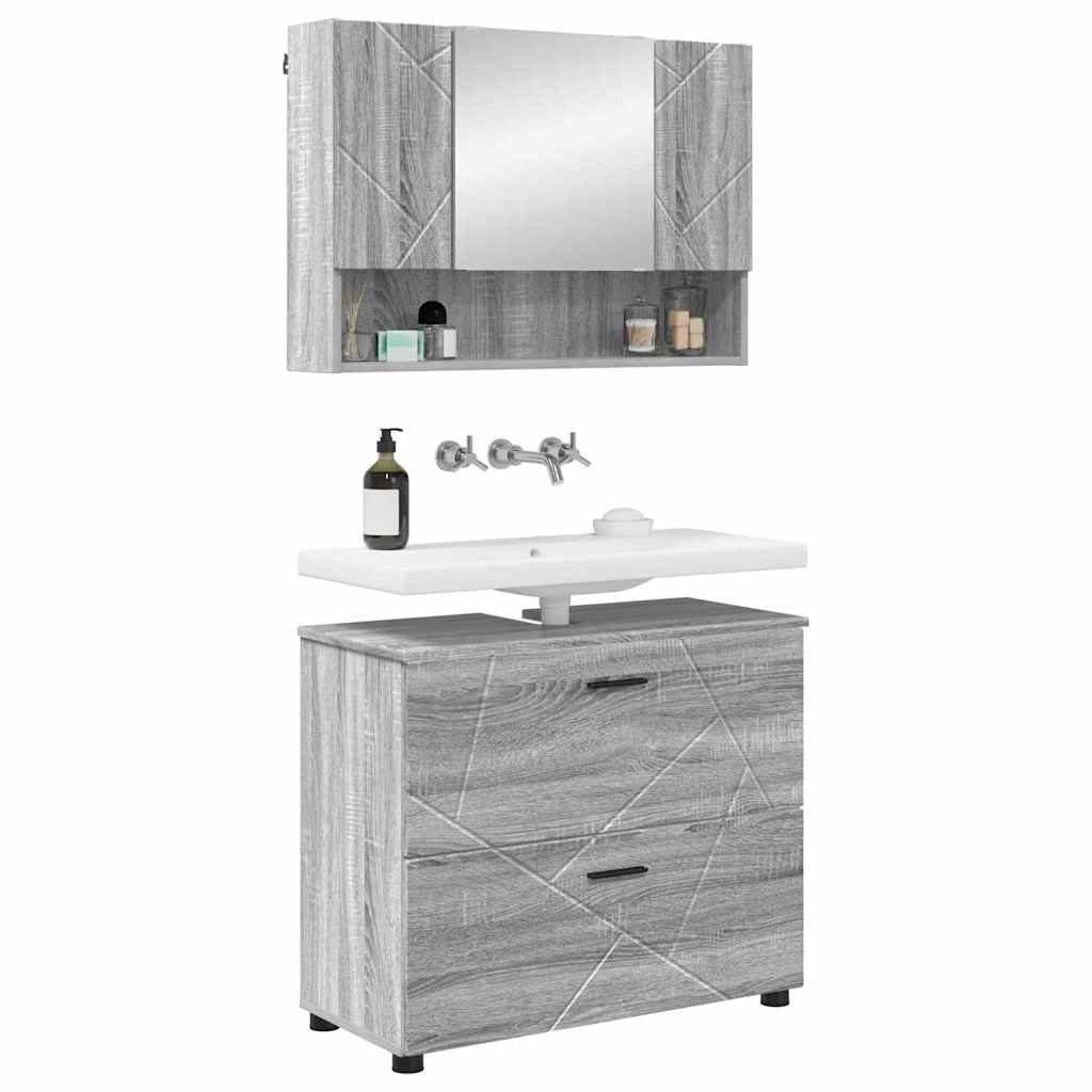 Set de mobilier pentru baie 2 pcs sonoma gri 76.5 x 35 x 64 cm GartenMobel Dekor
