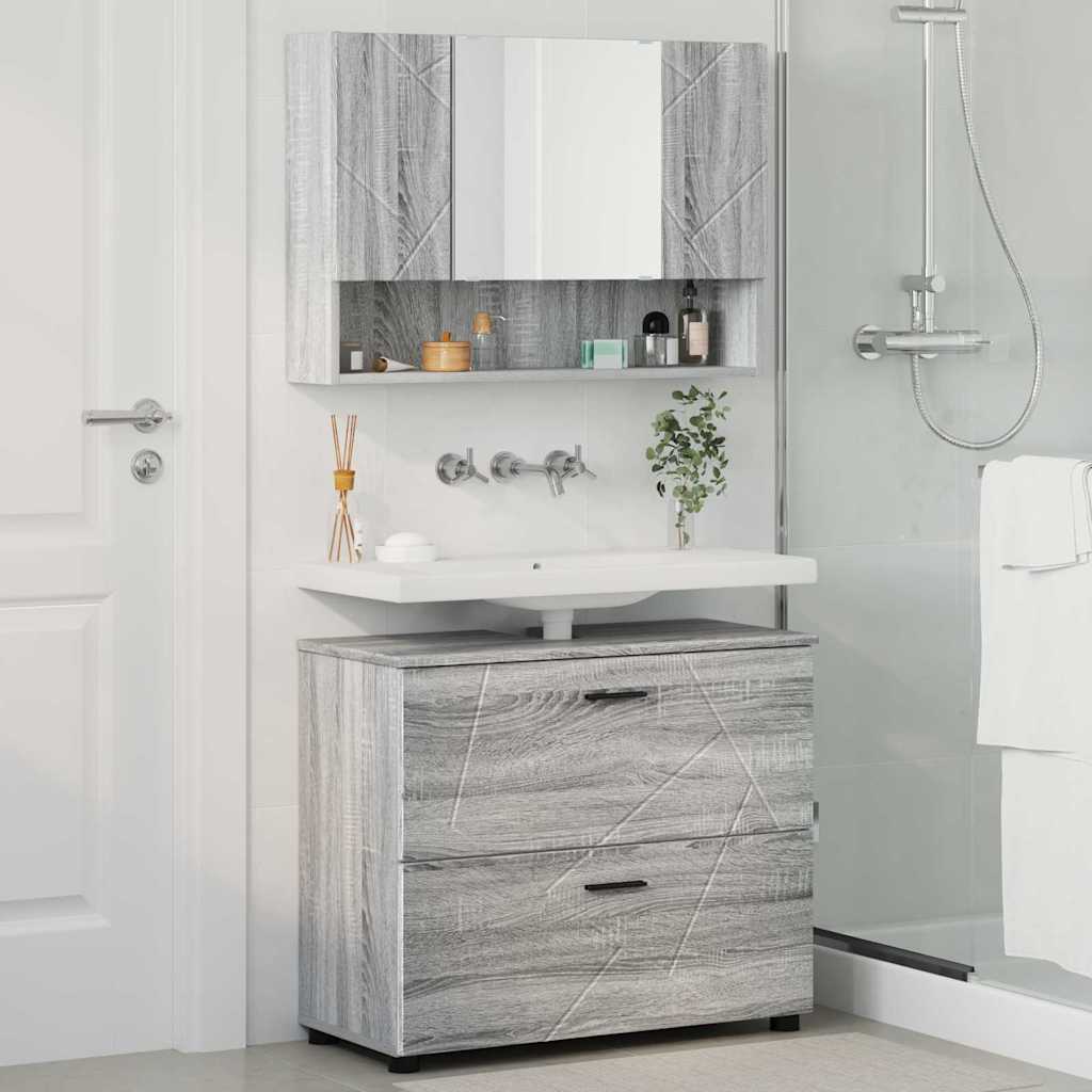 Set de mobilier pentru baie 2 pcs sonoma gri 76.5 x 35 x 64 cm GartenMobel Dekor