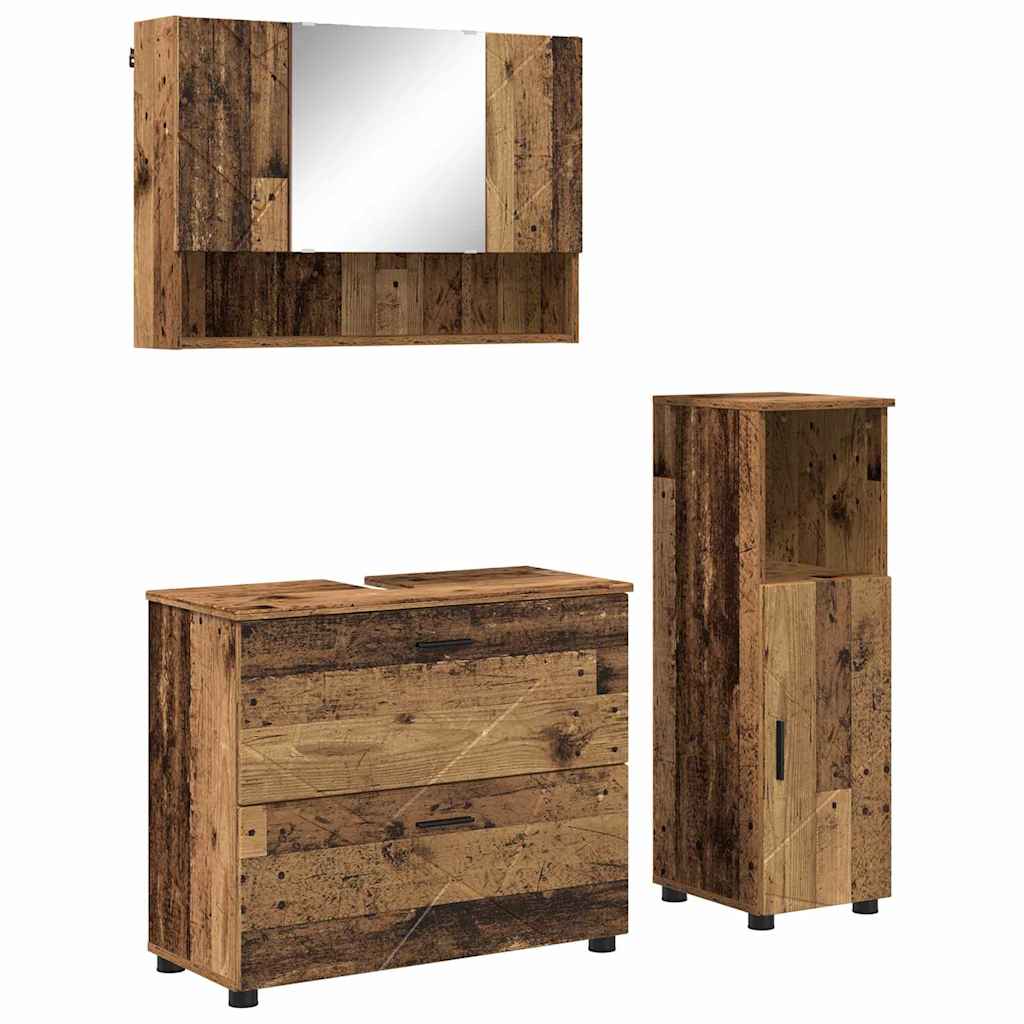 Set de mobilier pentru baie 3 pcs Lemn vechi 76.5 x 35 x 64 cm GartenMobel Dekor