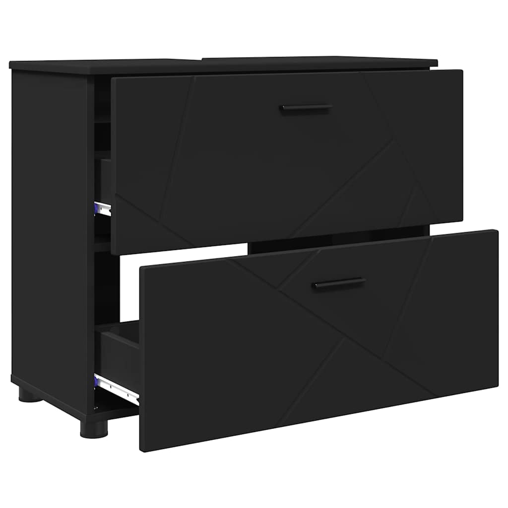 Set de mobilier pentru baie 3 pcs Negru 76.5 x 35 x 64 cm GartenMobel Dekor