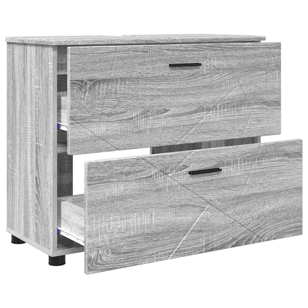Set de mobilier pentru baie 3 pcs sonoma gri 76.5 x 35 x 64 cm GartenMobel Dekor