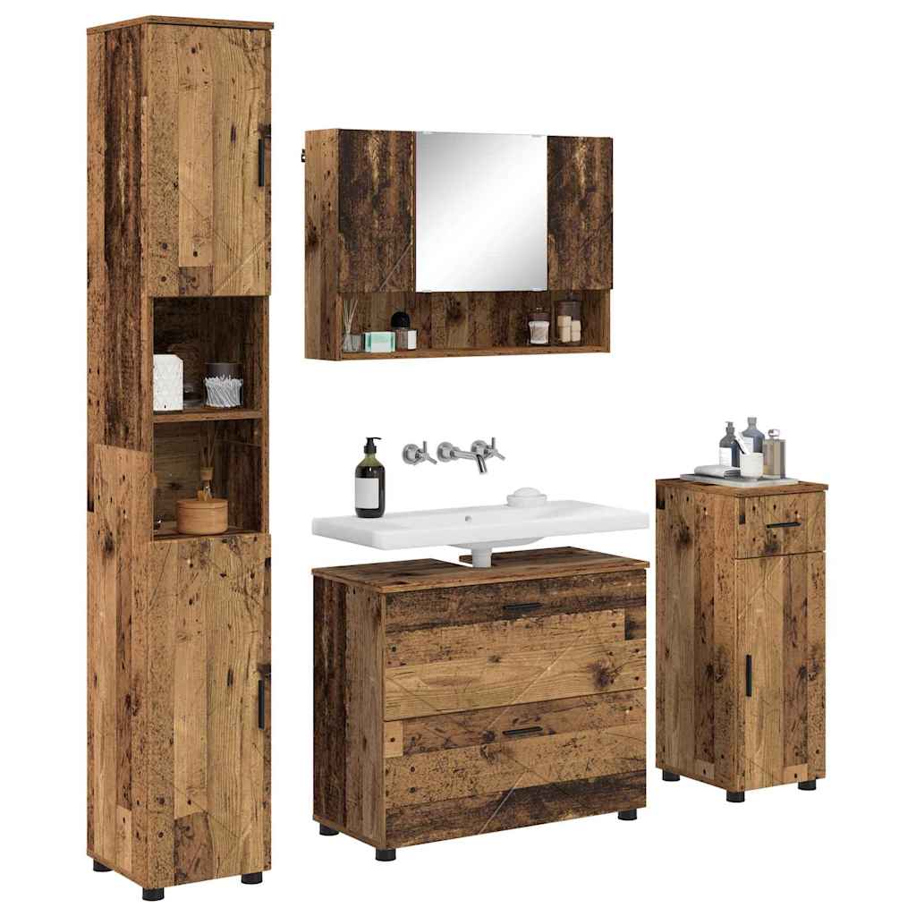 Set de mobilier pentru baie 4 pcs Lemn vechi 30 x 35 x 192 cm GartenMobel Dekor