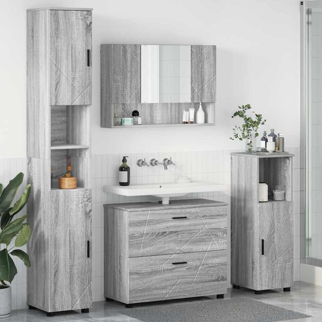 Set de mobilier pentru baie 4 pcs sonoma gri 30 x 35 x 192 cm GartenMobel Dekor