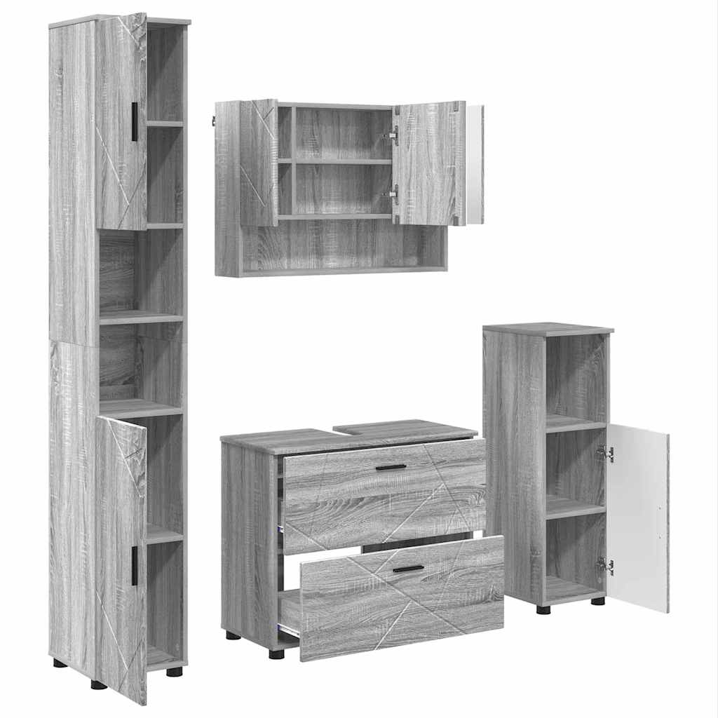 Set de mobilier pentru baie 4 pcs sonoma gri 30 x 35 x 192 cm GartenMobel Dekor