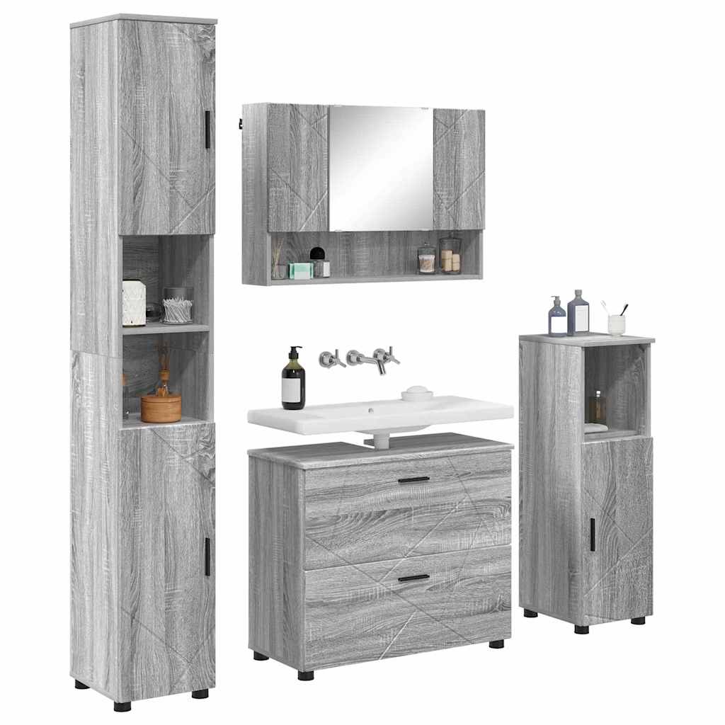Set de mobilier pentru baie 4 pcs sonoma gri 30 x 35 x 192 cm GartenMobel Dekor