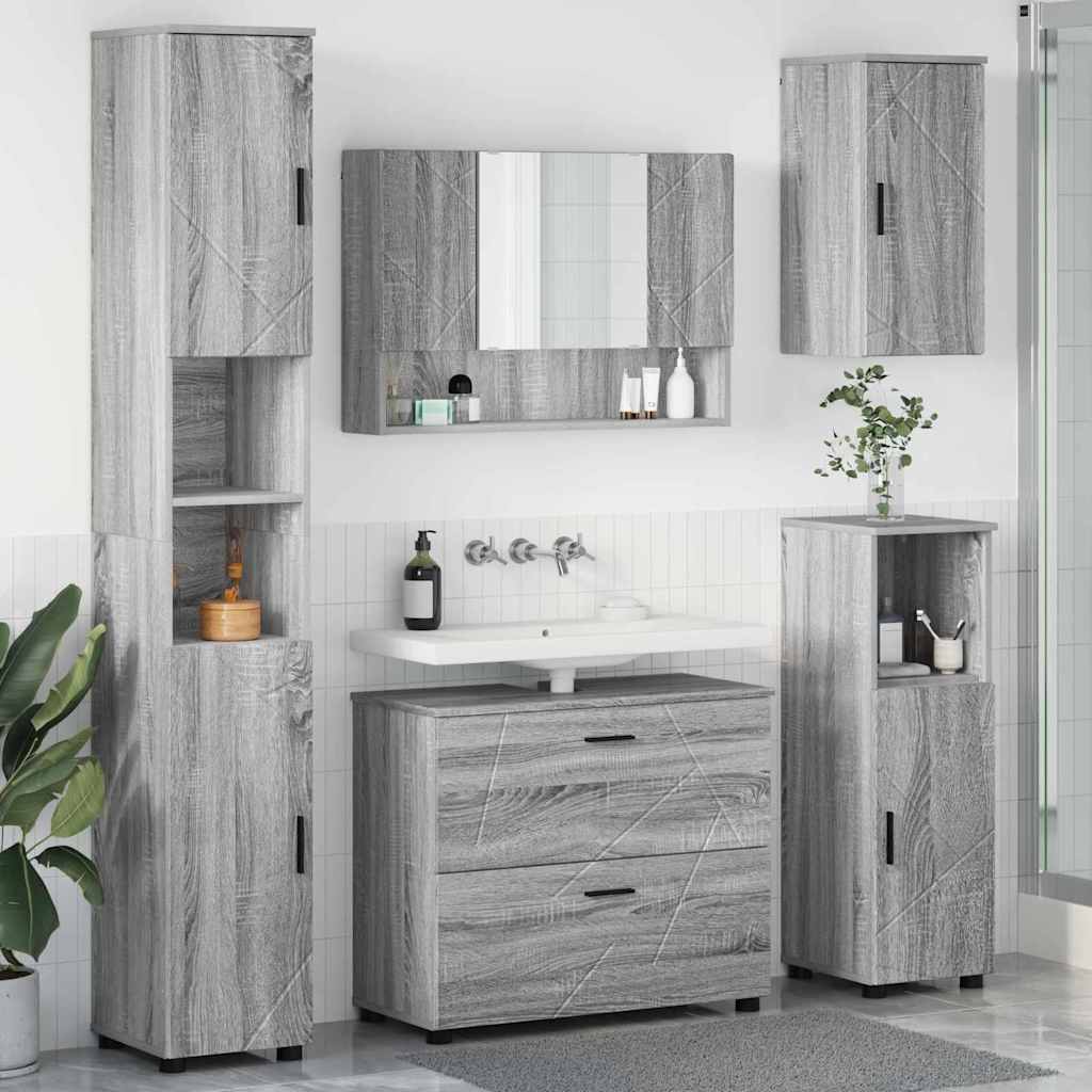 Set de mobilier pentru baie 5 pcs sonoma gri 30 x 35 x 192 cm GartenMobel Dekor