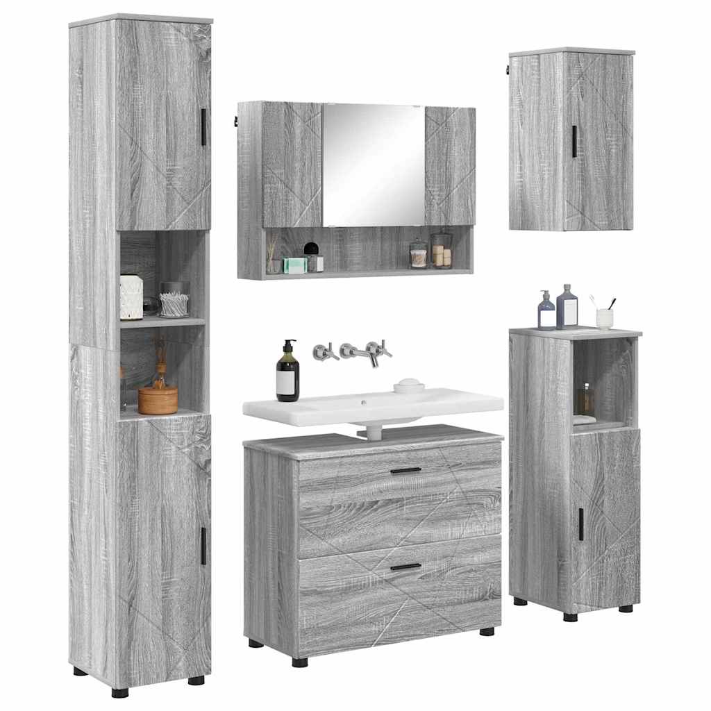 Set de mobilier pentru baie 5 pcs sonoma gri 30 x 35 x 192 cm GartenMobel Dekor