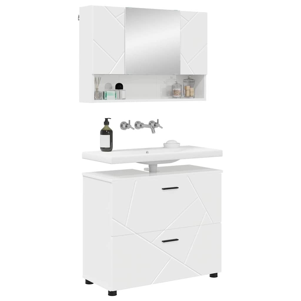 Set de mobilier pentru baie cu sertar 2 pcs Alb foarte lucios GartenMobel Dekor