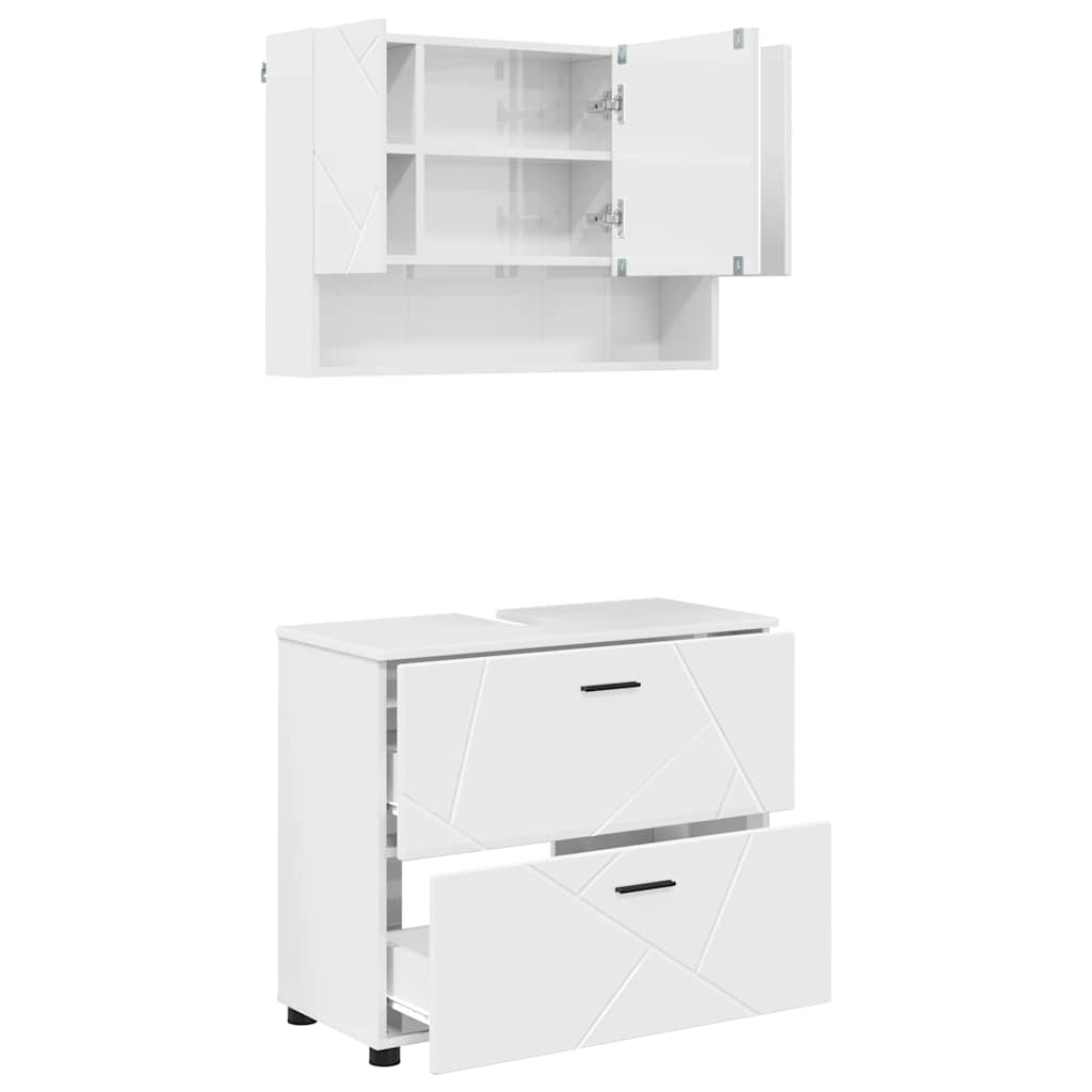 Set de mobilier pentru baie cu sertar 2 pcs Alb foarte lucios GartenMobel Dekor