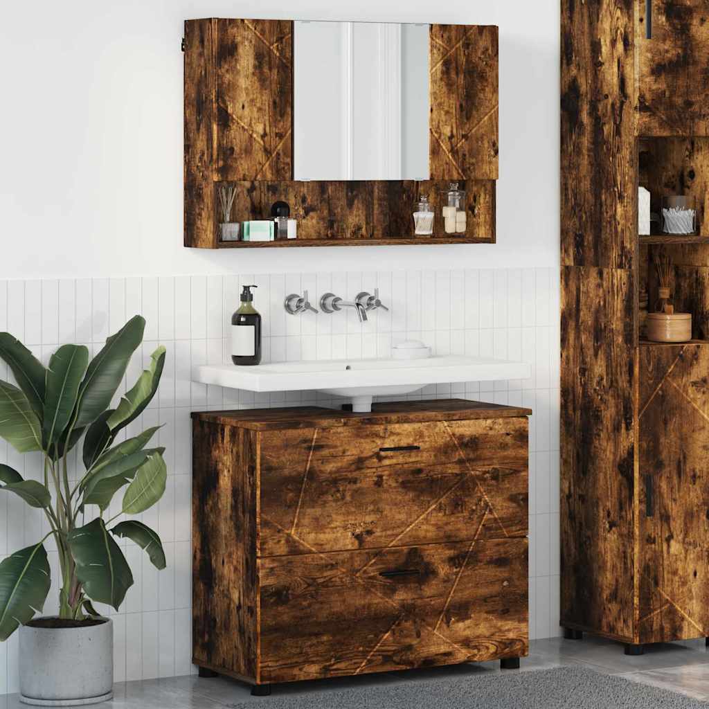 Set de mobilier pentru baie cu sertar 2 pcs Stejar afumat GartenMobel Dekor
