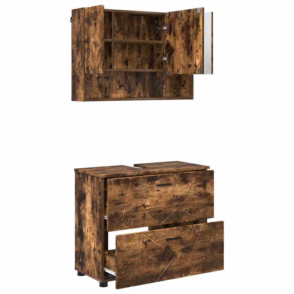 Set de mobilier pentru baie cu sertar 2 pcs Stejar afumat GartenMobel Dekor