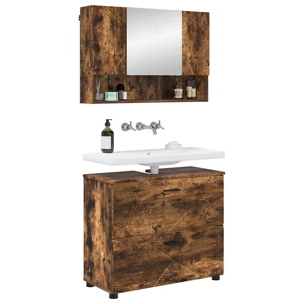 Set de mobilier pentru baie cu sertar 2 pcs Stejar afumat GartenMobel Dekor