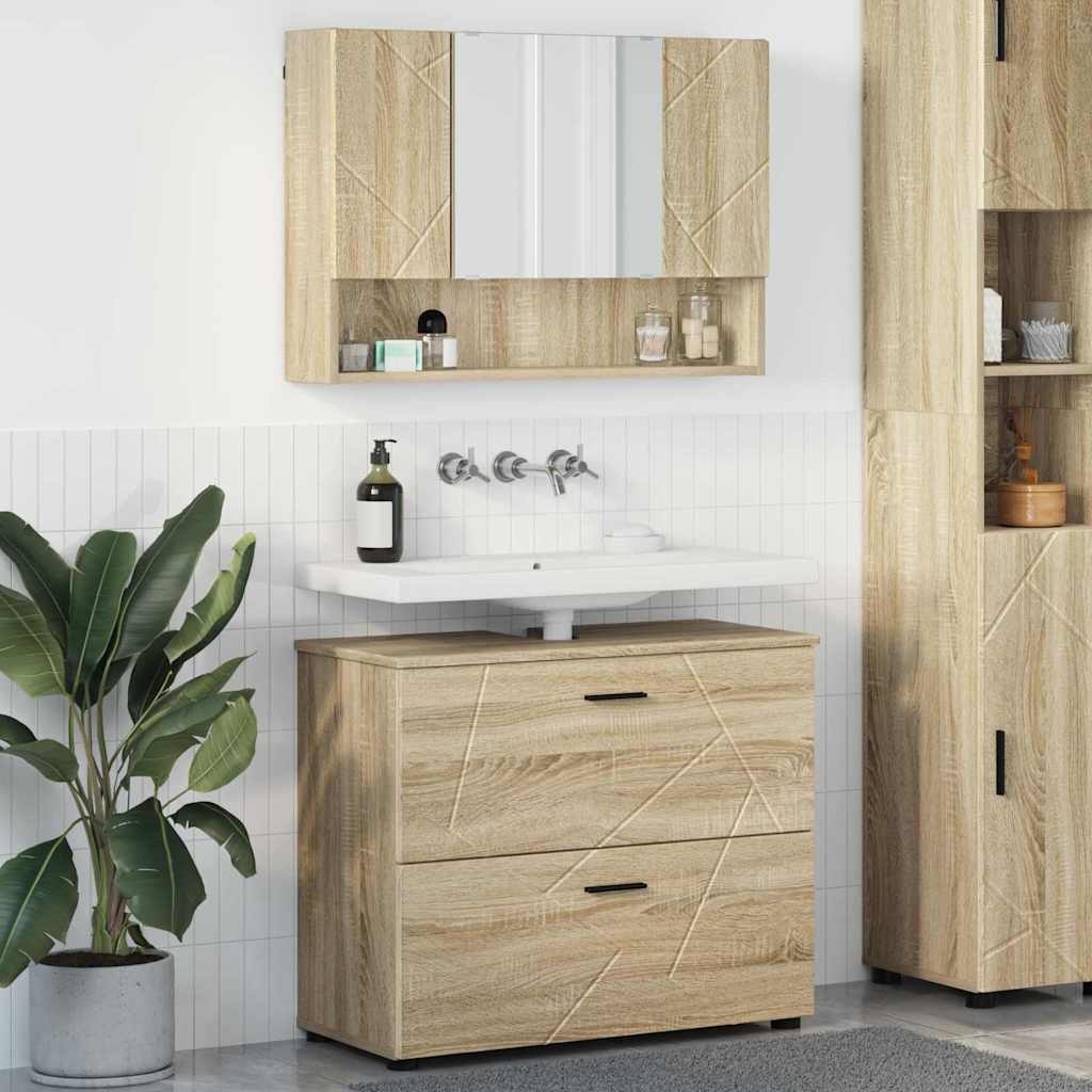 Set de mobilier pentru baie cu sertar 2 pcs Stejar sonoma GartenMobel Dekor