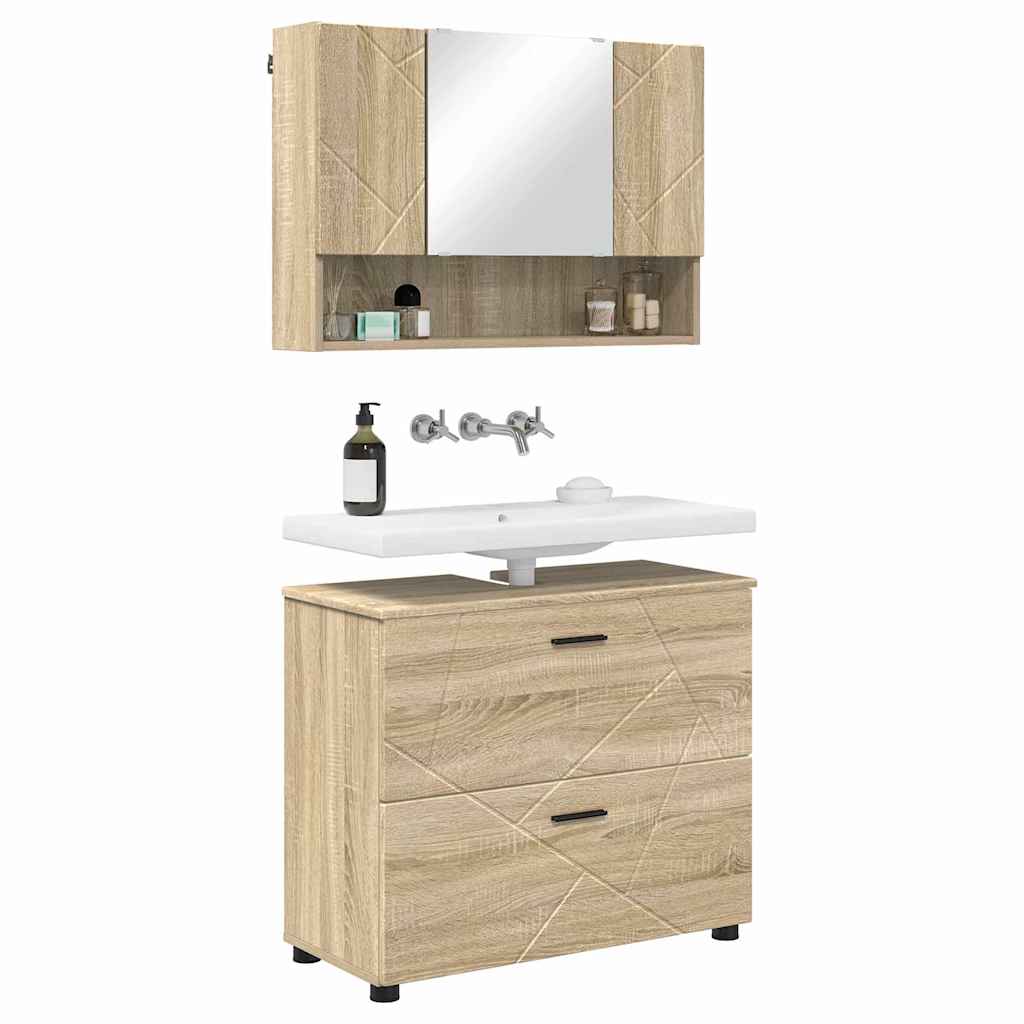 Set de mobilier pentru baie cu sertar 2 pcs Stejar sonoma GartenMobel Dekor