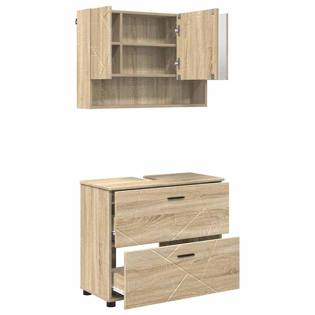 Set de mobilier pentru baie cu sertar 2 pcs Stejar sonoma GartenMobel Dekor