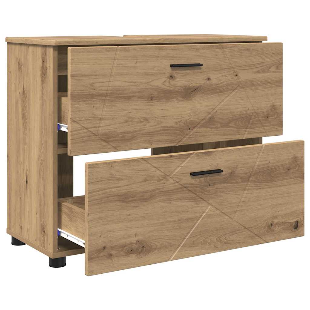 Set de mobilier pentru baie cu sertar 3 pcs stejar artizanal GartenMobel Dekor