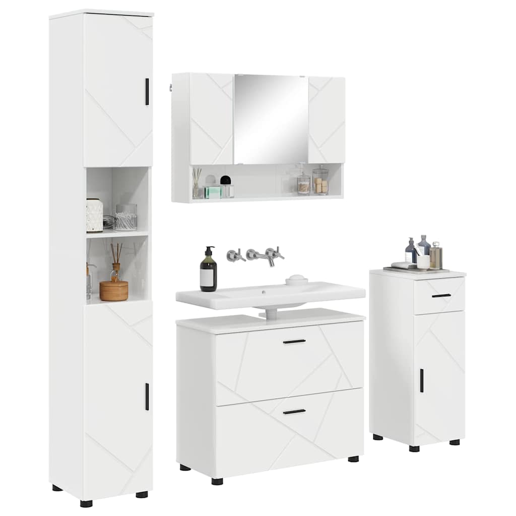 Set de mobilier pentru baie cu sertar 4 pcs Alb foarte lucios GartenMobel Dekor