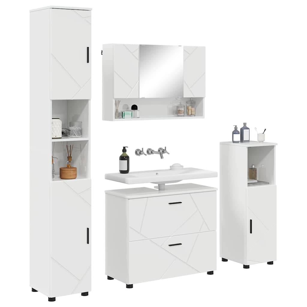 Set de mobilier pentru baie cu sertar 4 pcs Alb foarte lucios GartenMobel Dekor