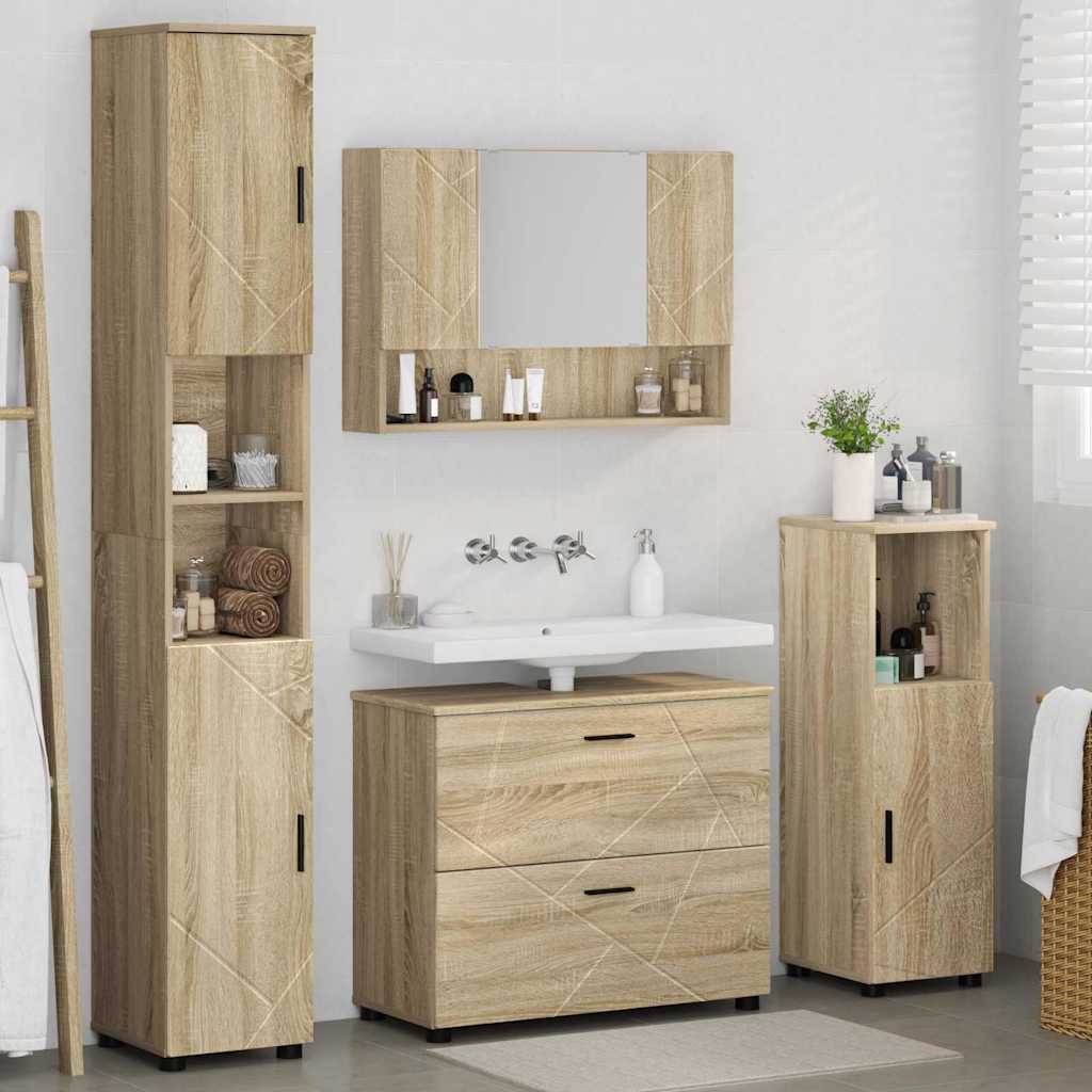 Set de mobilier pentru baie cu sertar 4 pcs Stejar sonoma GartenMobel Dekor