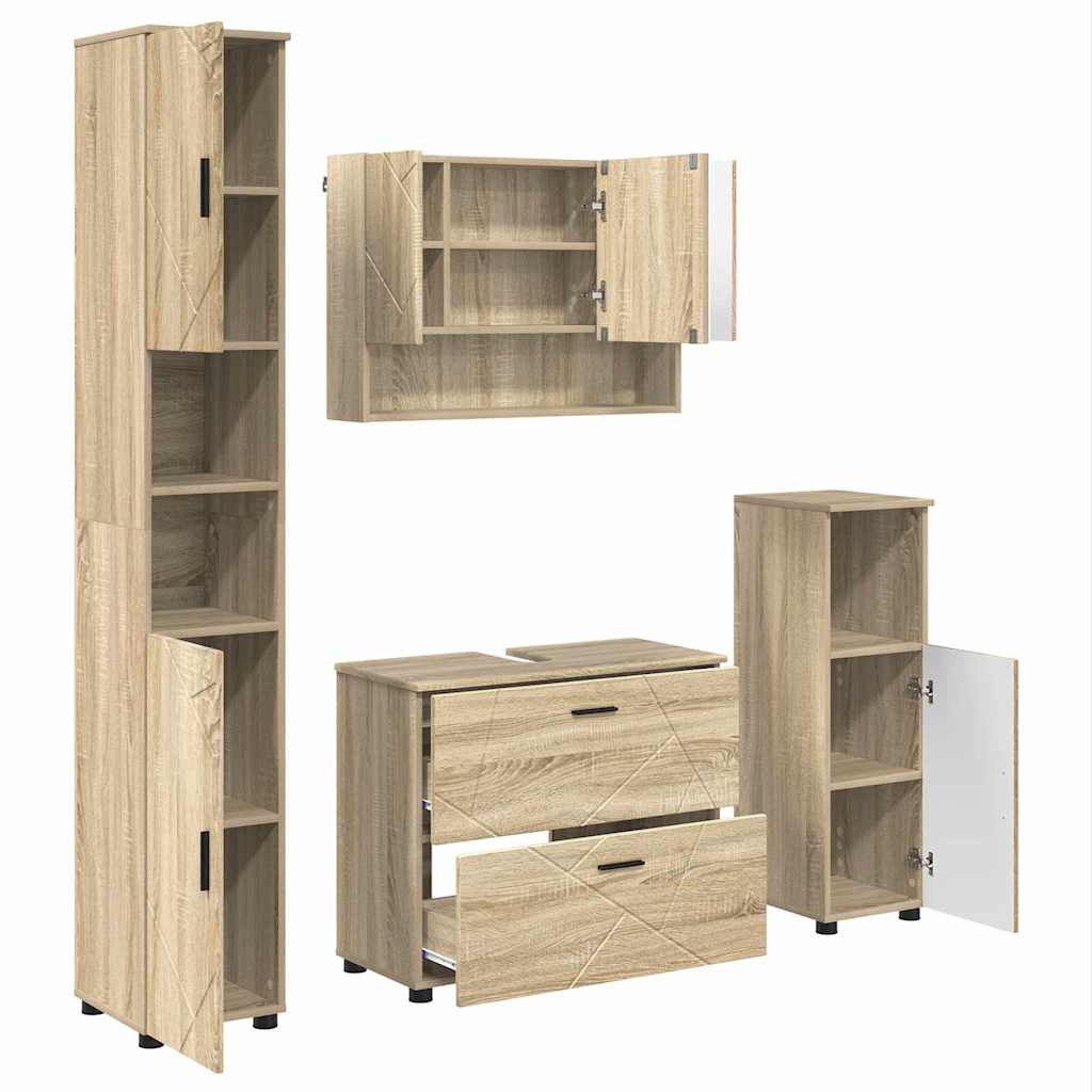 Set de mobilier pentru baie cu sertar 4 pcs Stejar sonoma GartenMobel Dekor