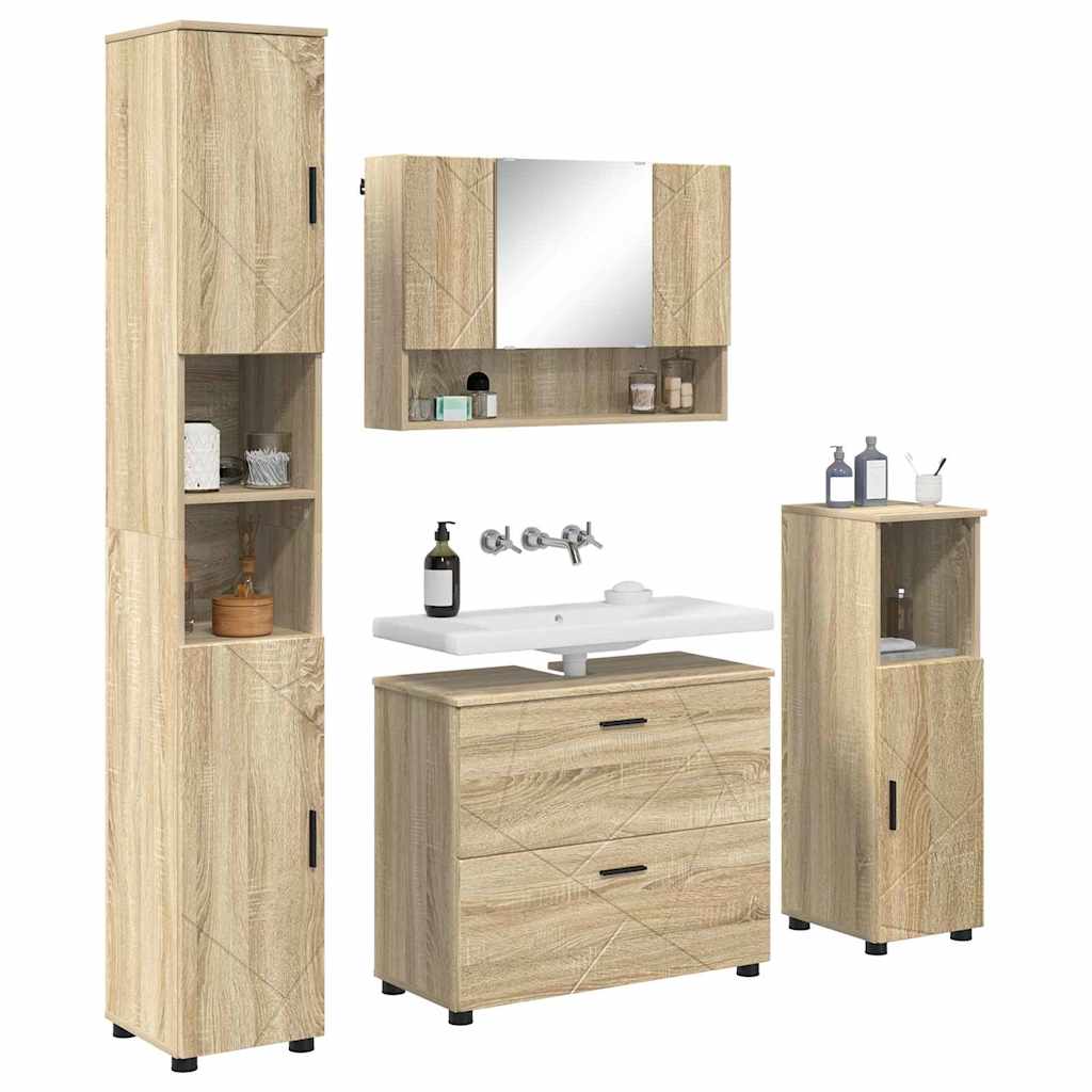 Set de mobilier pentru baie cu sertar 4 pcs Stejar sonoma GartenMobel Dekor
