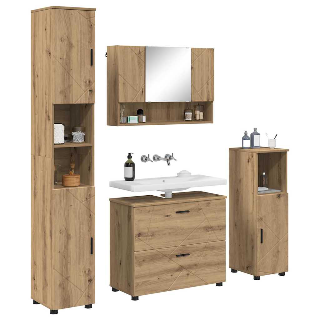 Set de mobilier pentru baie cu sertar 4 pcs stejar artizanal GartenMobel Dekor