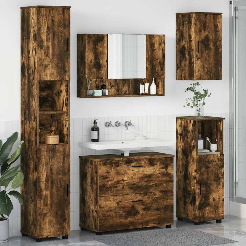 Set de mobilier pentru baie cu sertar 5 pcs Stejar afumat GartenMobel Dekor