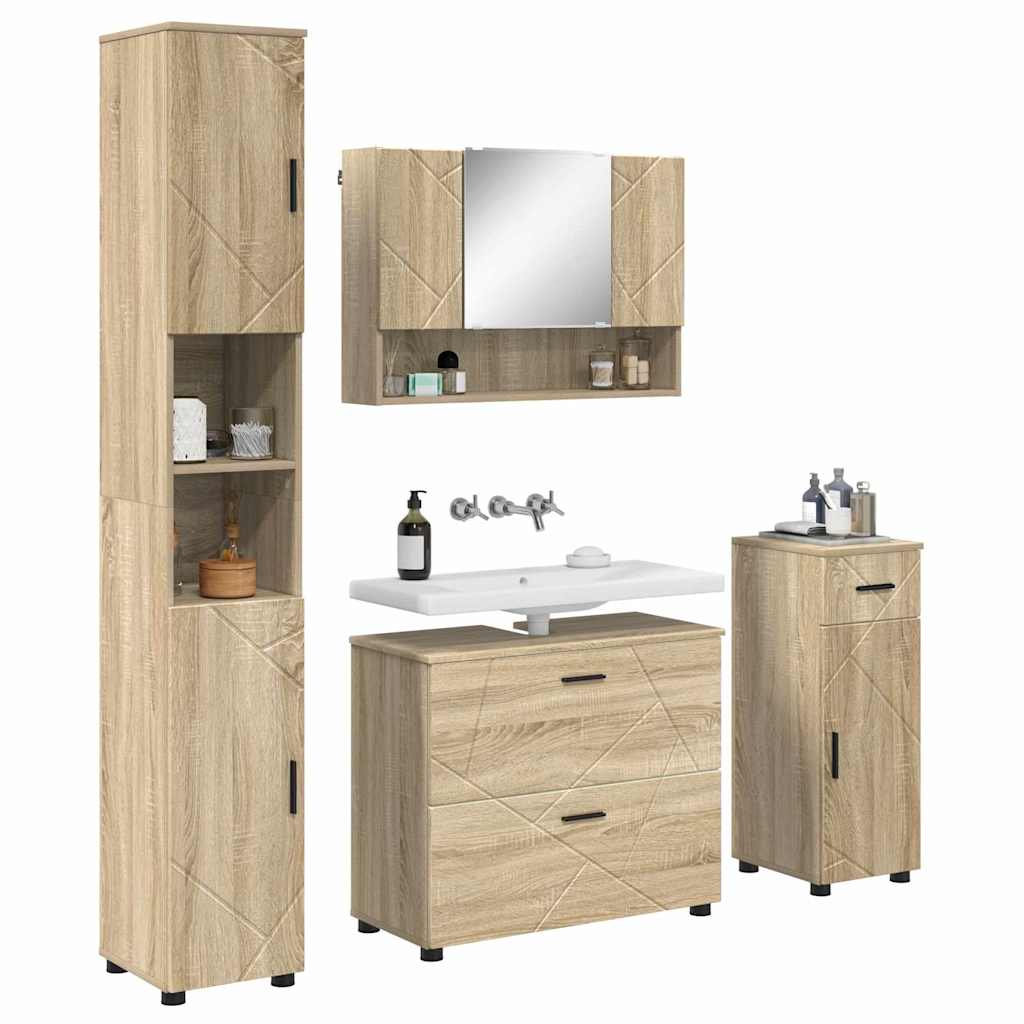 Set de mobilier pentru baie cu sertar 5 pcs Stejar sonoma GartenMobel Dekor