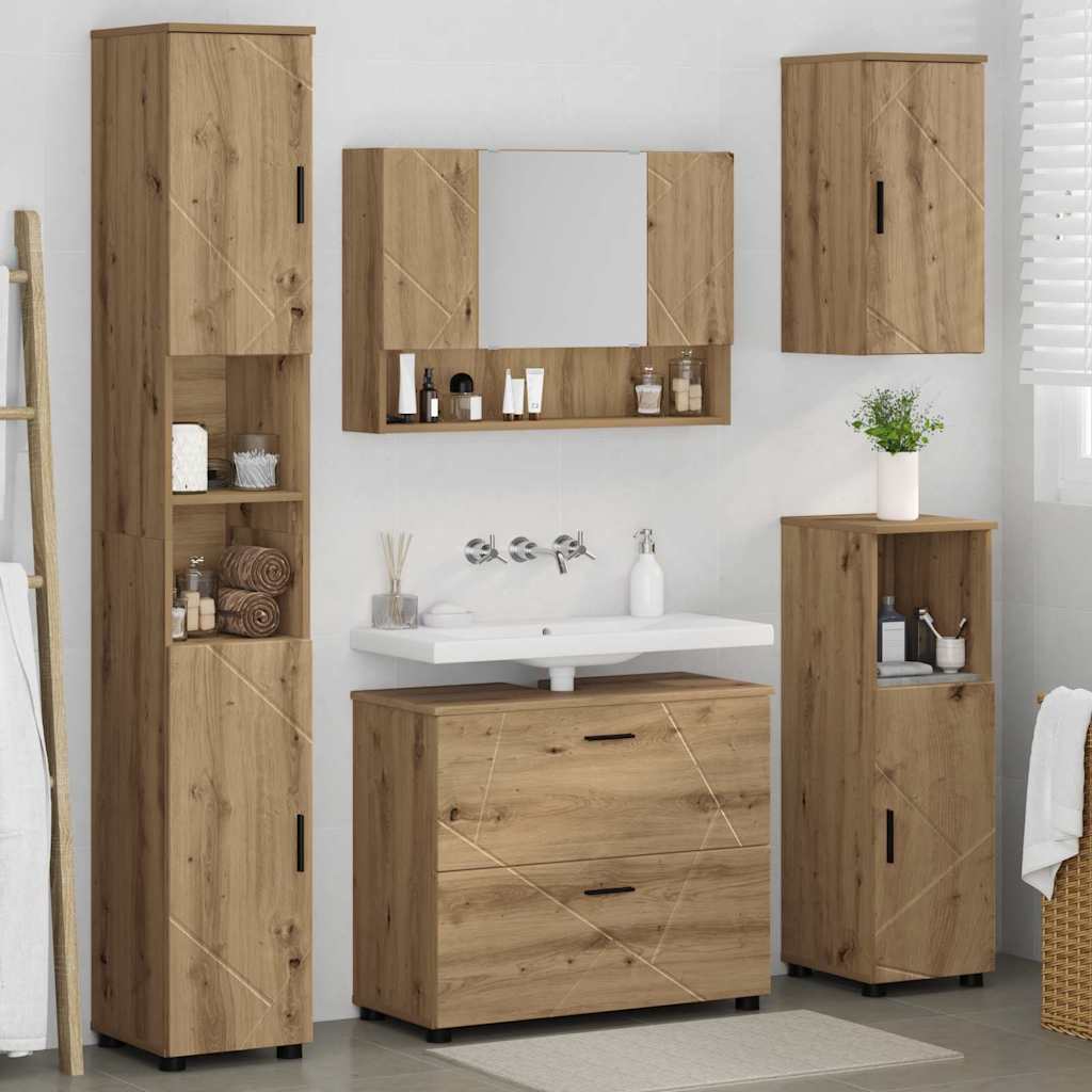 Set de mobilier pentru baie cu sertar 5 pcs stejar artizanal GartenMobel Dekor