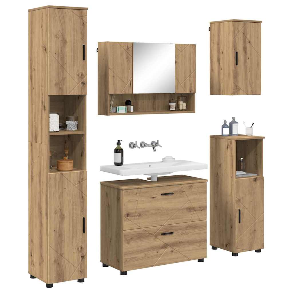 Set de mobilier pentru baie cu sertar 5 pcs stejar artizanal GartenMobel Dekor