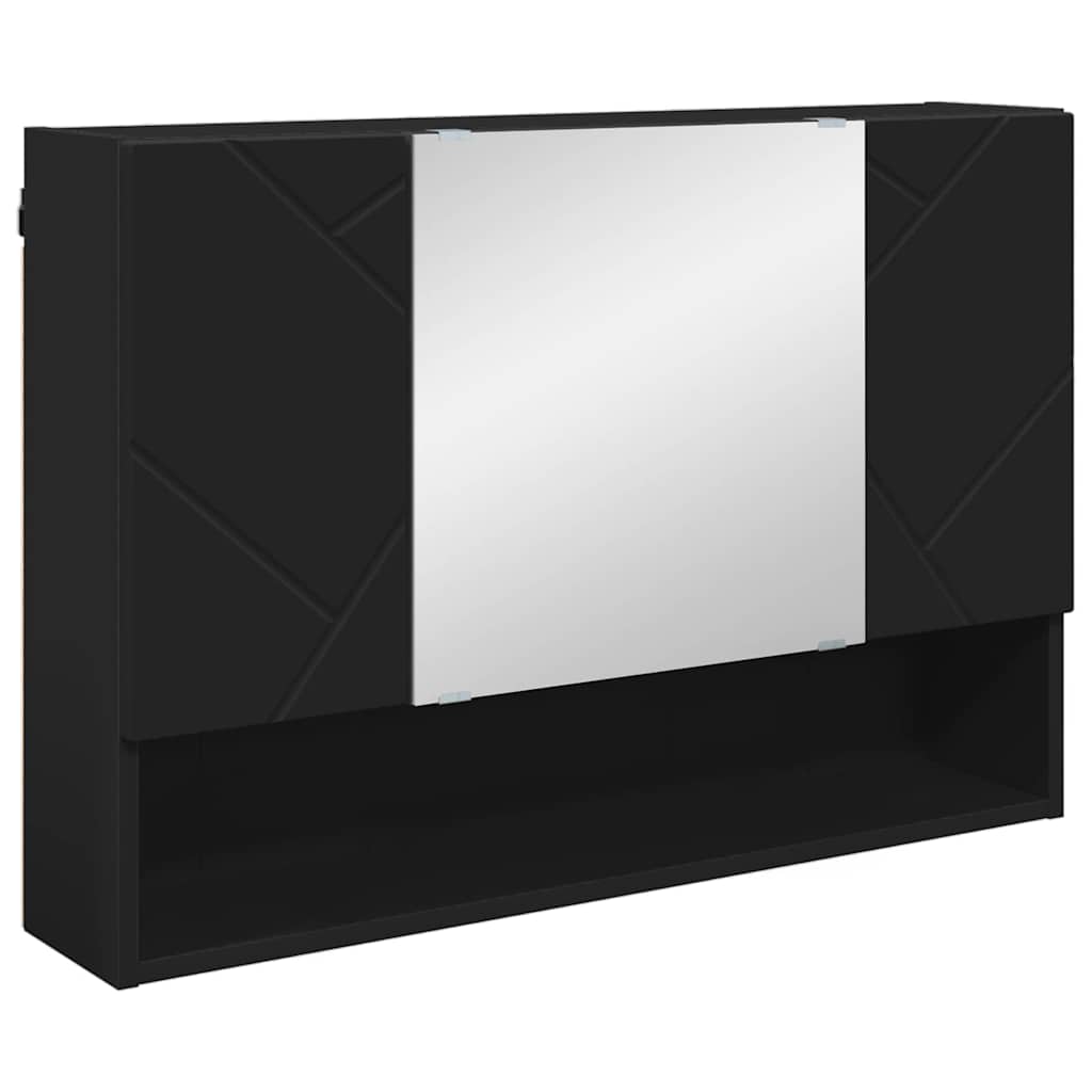 Set de mobilier pentru baie cu ușă 4 pcs Negru 30 x 35 x 192 cm GartenMobel Dekor