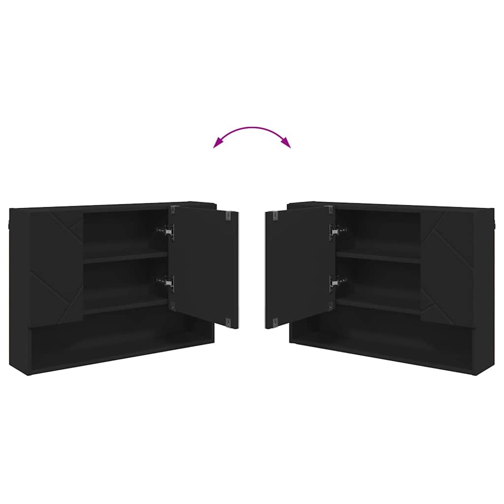 Set de mobilier pentru baie cu ușă 4 pcs Negru 30 x 35 x 192 cm GartenMobel Dekor