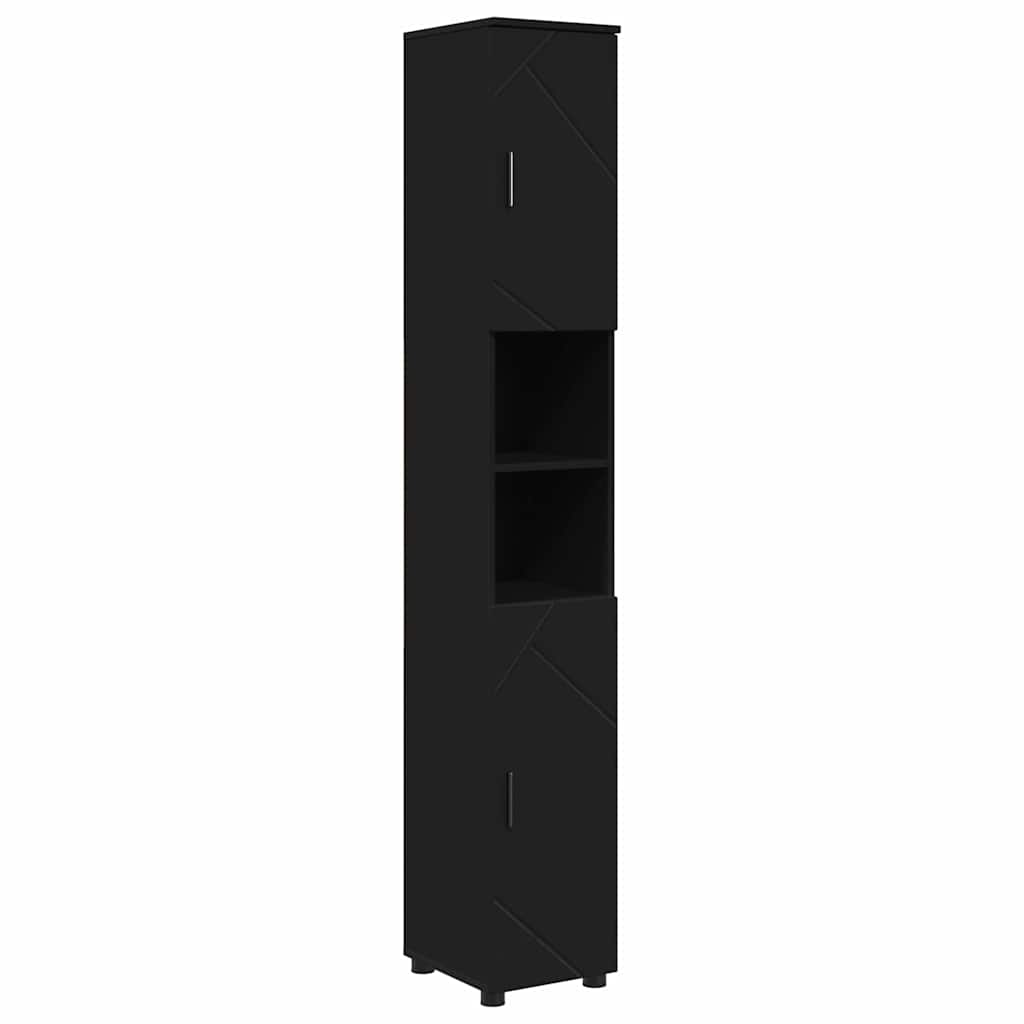 Set de mobilier pentru baie cu ușă 4 pcs Negru 30 x 35 x 192 cm GartenMobel Dekor