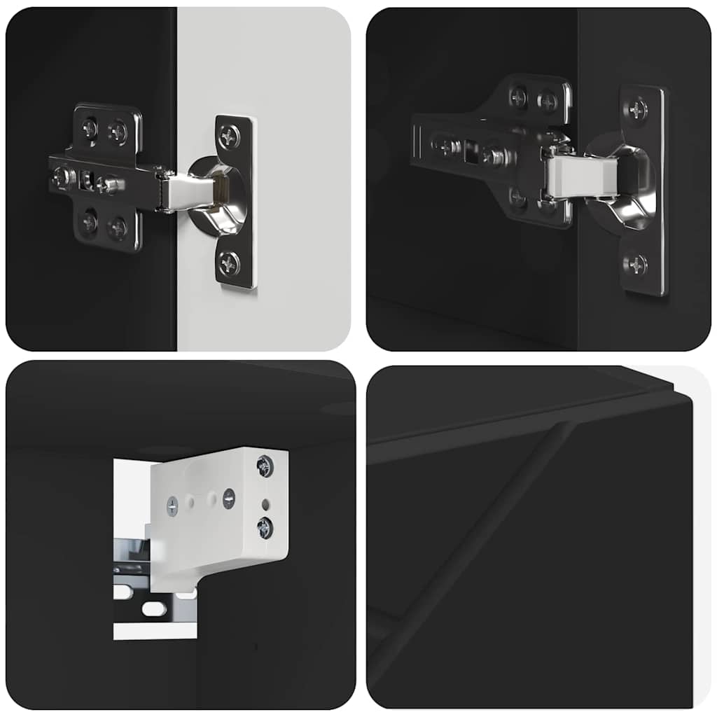 Set de mobilier pentru baie cu ușă 5 pcs Negru 30 x 35 x 192 cm GartenMobel Dekor