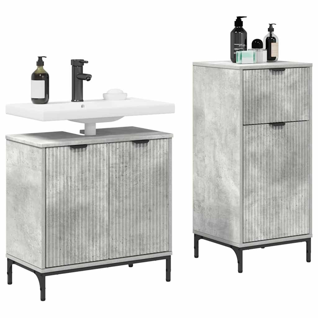 Set de mobilier pentru baie 2 pcs Gri beton 39.5 x 36 x 88 cm GartenMobel Dekor
