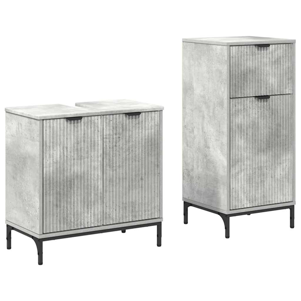 Set de mobilier pentru baie 2 pcs Gri beton 39.5 x 36 x 88 cm GartenMobel Dekor