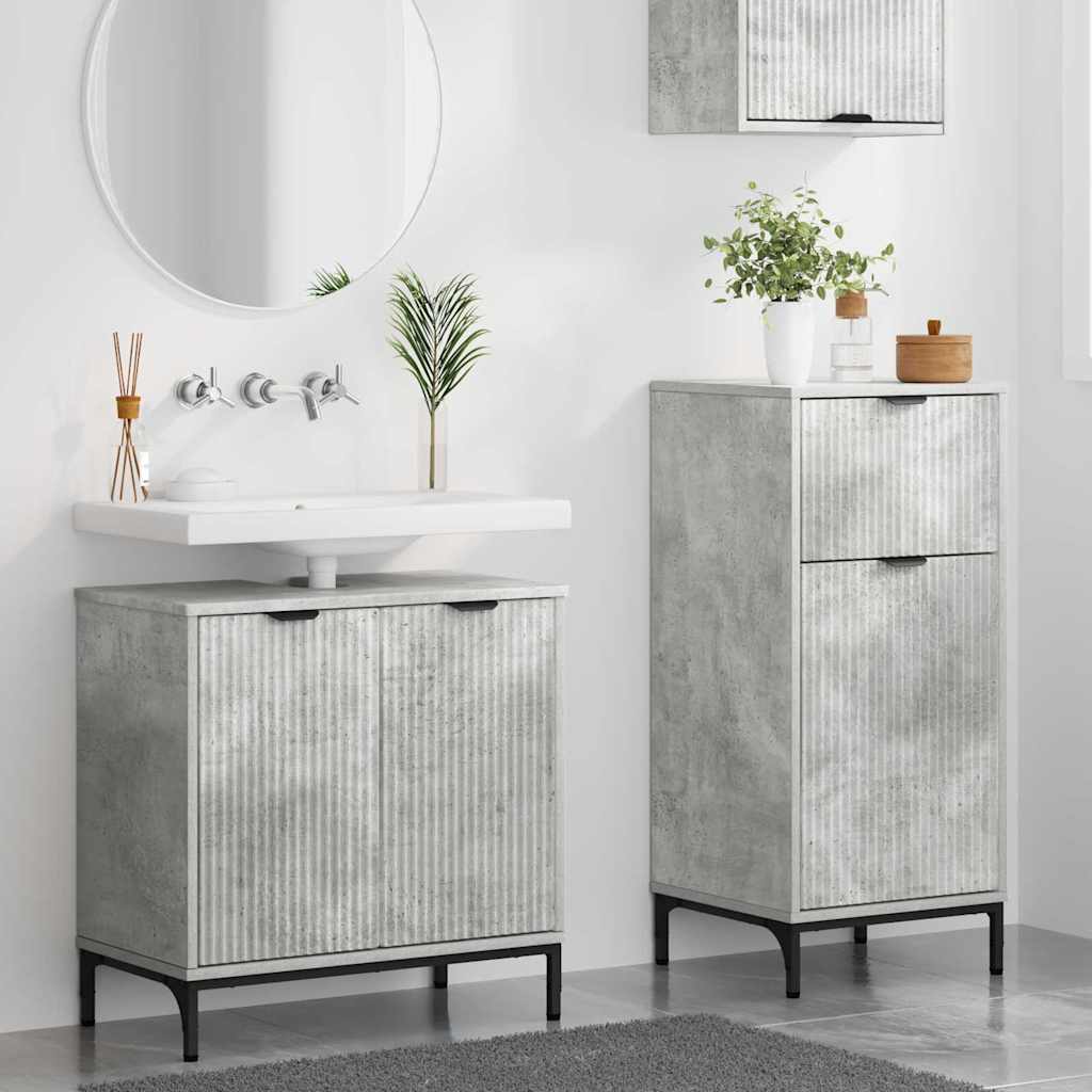 Set de mobilier pentru baie 2 pcs Gri beton 39.5 x 36 x 88 cm GartenMobel Dekor