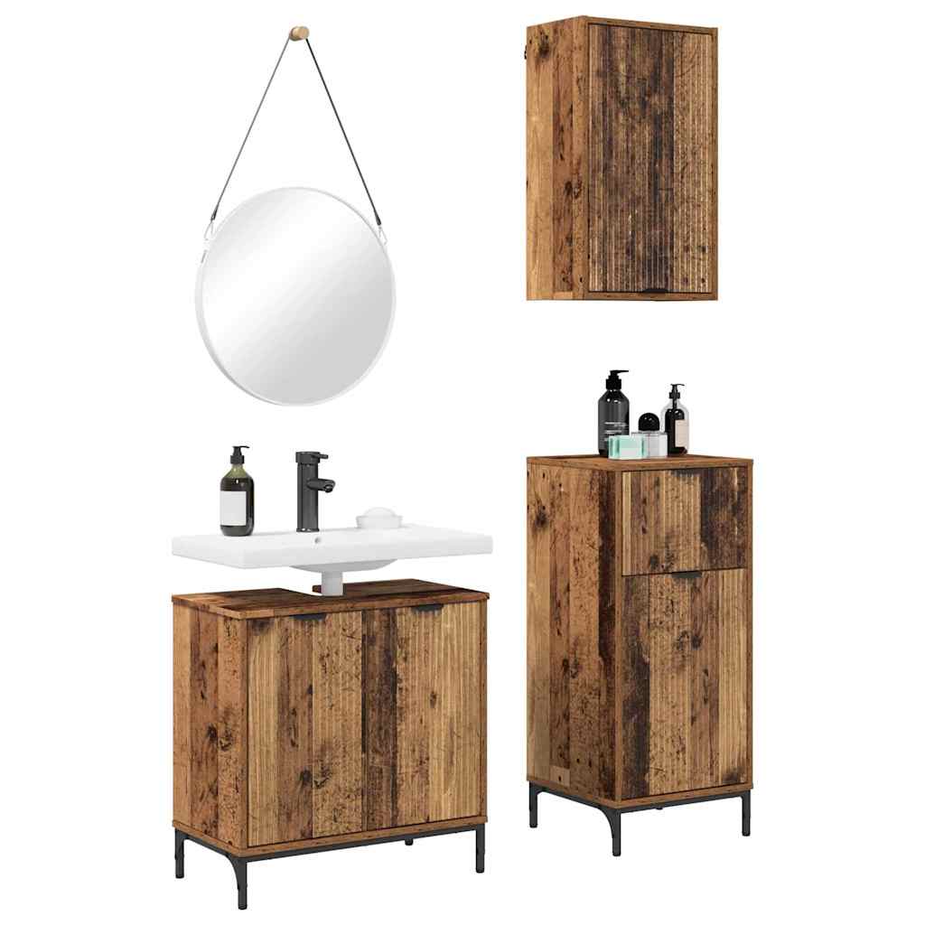 Set de mobilier pentru baie 3 pcs Lemn vechi 39.5 x 36 x 88 cm GartenMobel Dekor