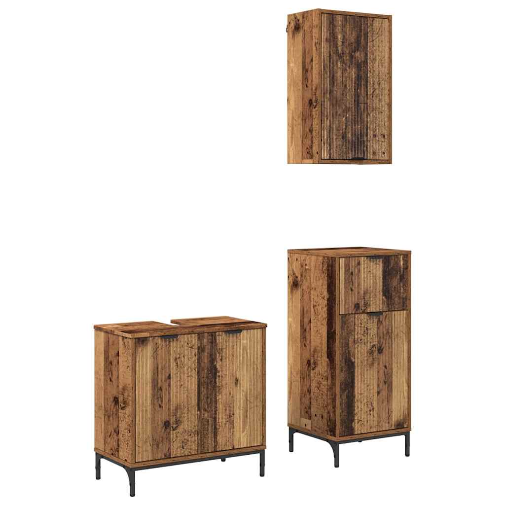 Set de mobilier pentru baie 3 pcs Lemn vechi 39.5 x 36 x 88 cm GartenMobel Dekor