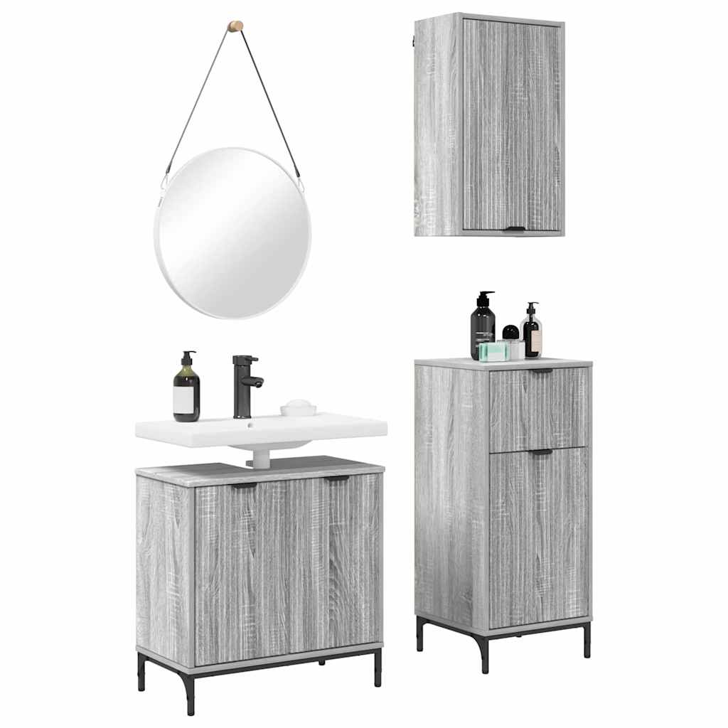 Set de mobilier pentru baie 3 pcs sonoma gri 39.5 x 36 x 88 cm GartenMobel Dekor
