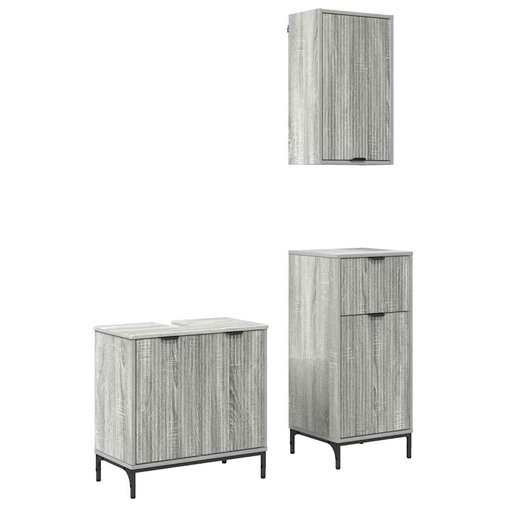 Set de mobilier pentru baie 3 pcs sonoma gri 39.5 x 36 x 88 cm GartenMobel Dekor