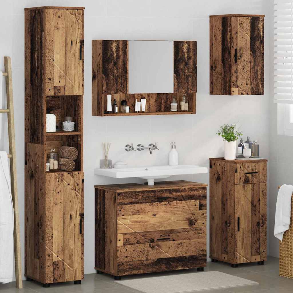 Set de mobilier pentru baie 5 pcs Lemn vechi 30 x 35 x 192 cm GartenMobel Dekor