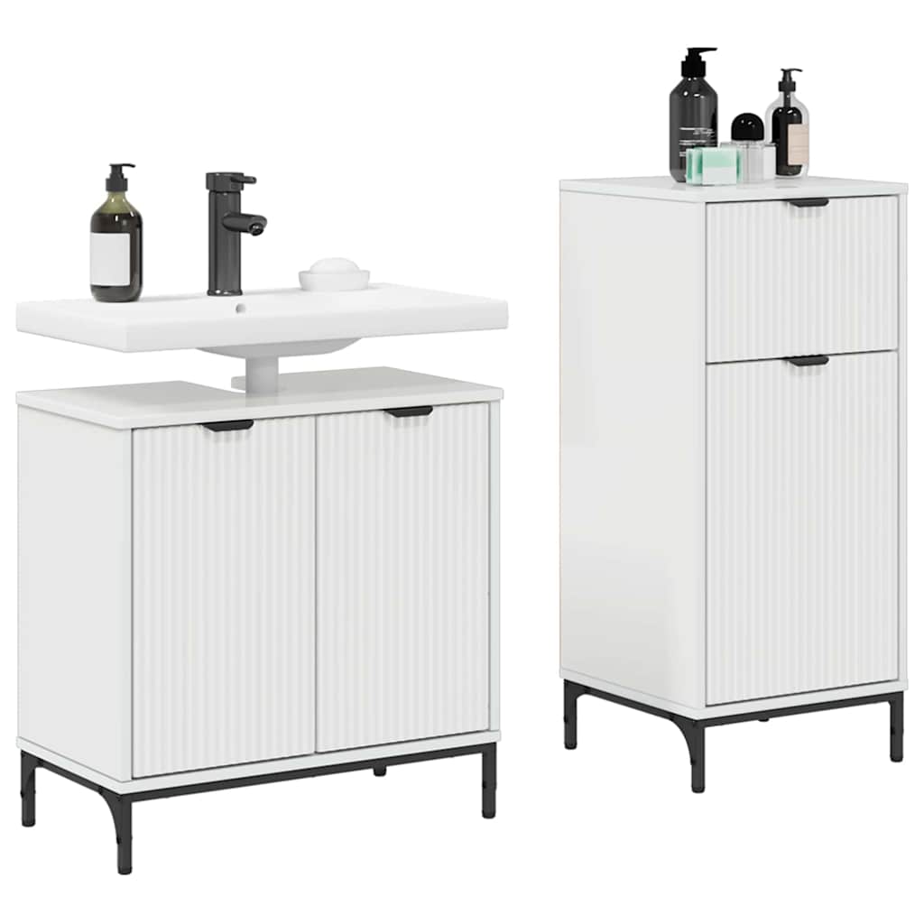 Set de mobilier pentru baie cu sertar 2 pcs Alb foarte lucios GartenMobel Dekor