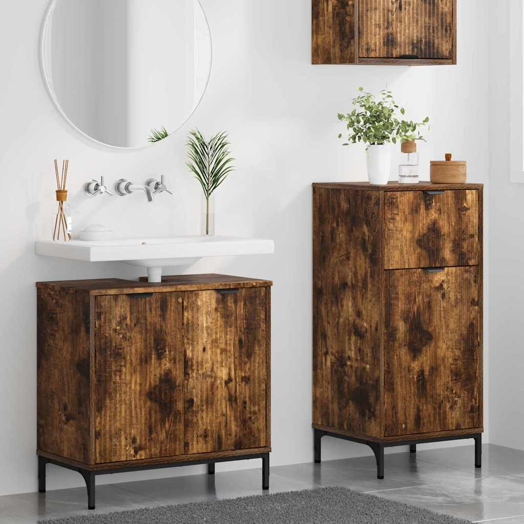 Set de mobilier pentru baie cu sertar 2 pcs Stejar afumat GartenMobel Dekor