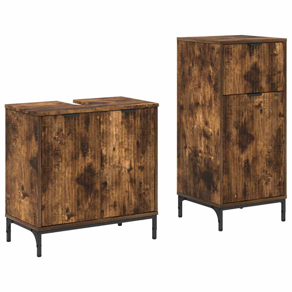 Set de mobilier pentru baie cu sertar 2 pcs Stejar afumat GartenMobel Dekor