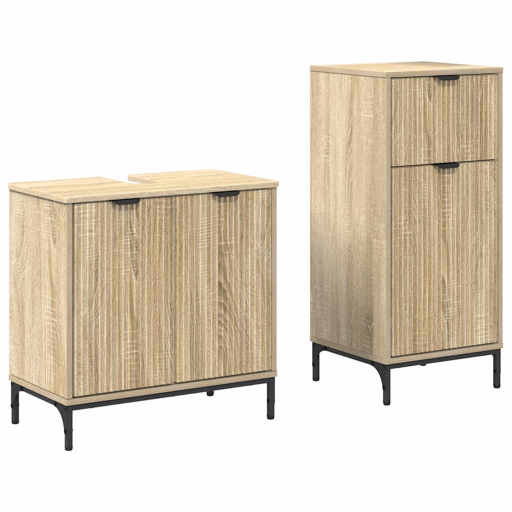 Set de mobilier pentru baie cu sertar 2 pcs Stejar sonoma GartenMobel Dekor