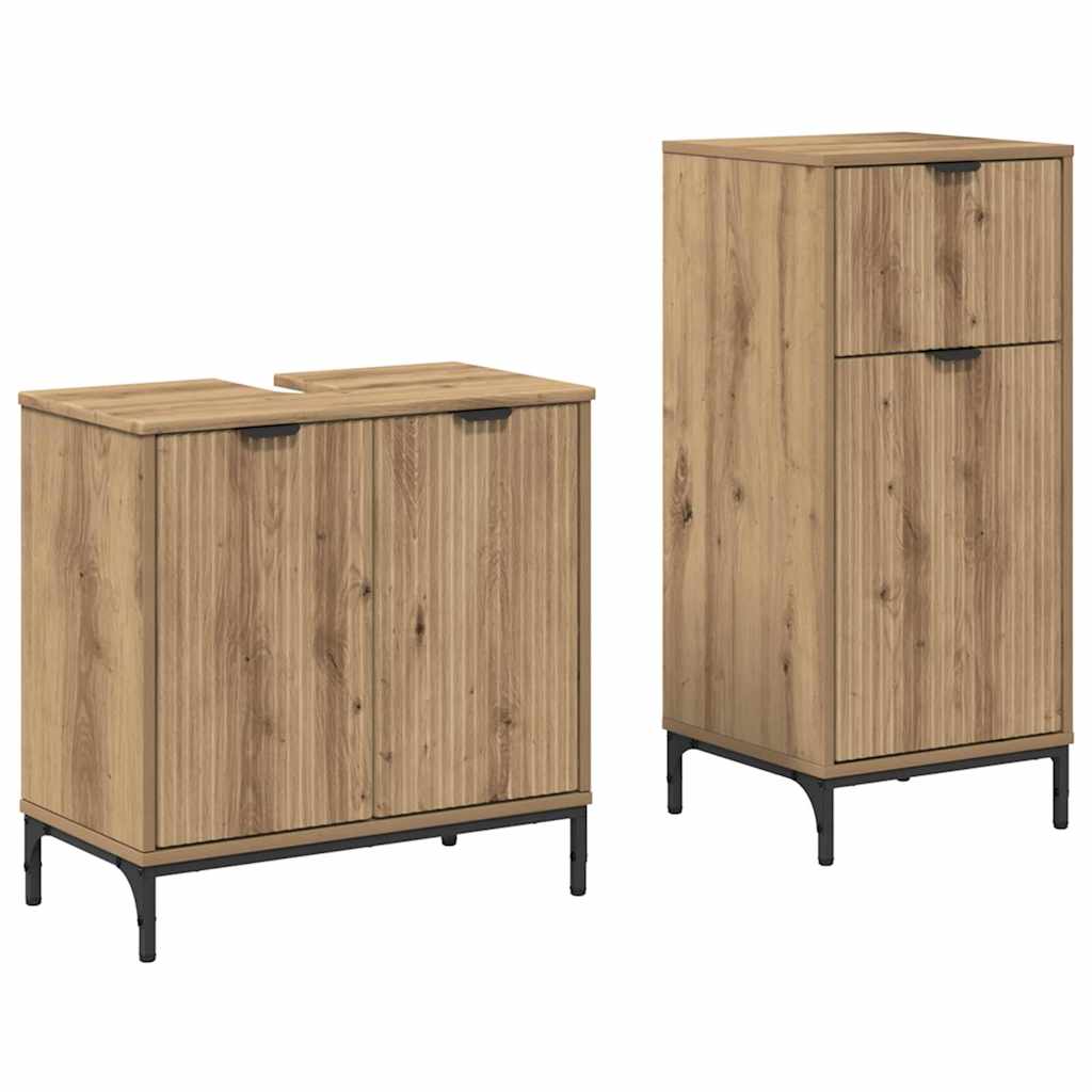 Set de mobilier pentru baie cu sertar 2 pcs stejar artizanal GartenMobel Dekor